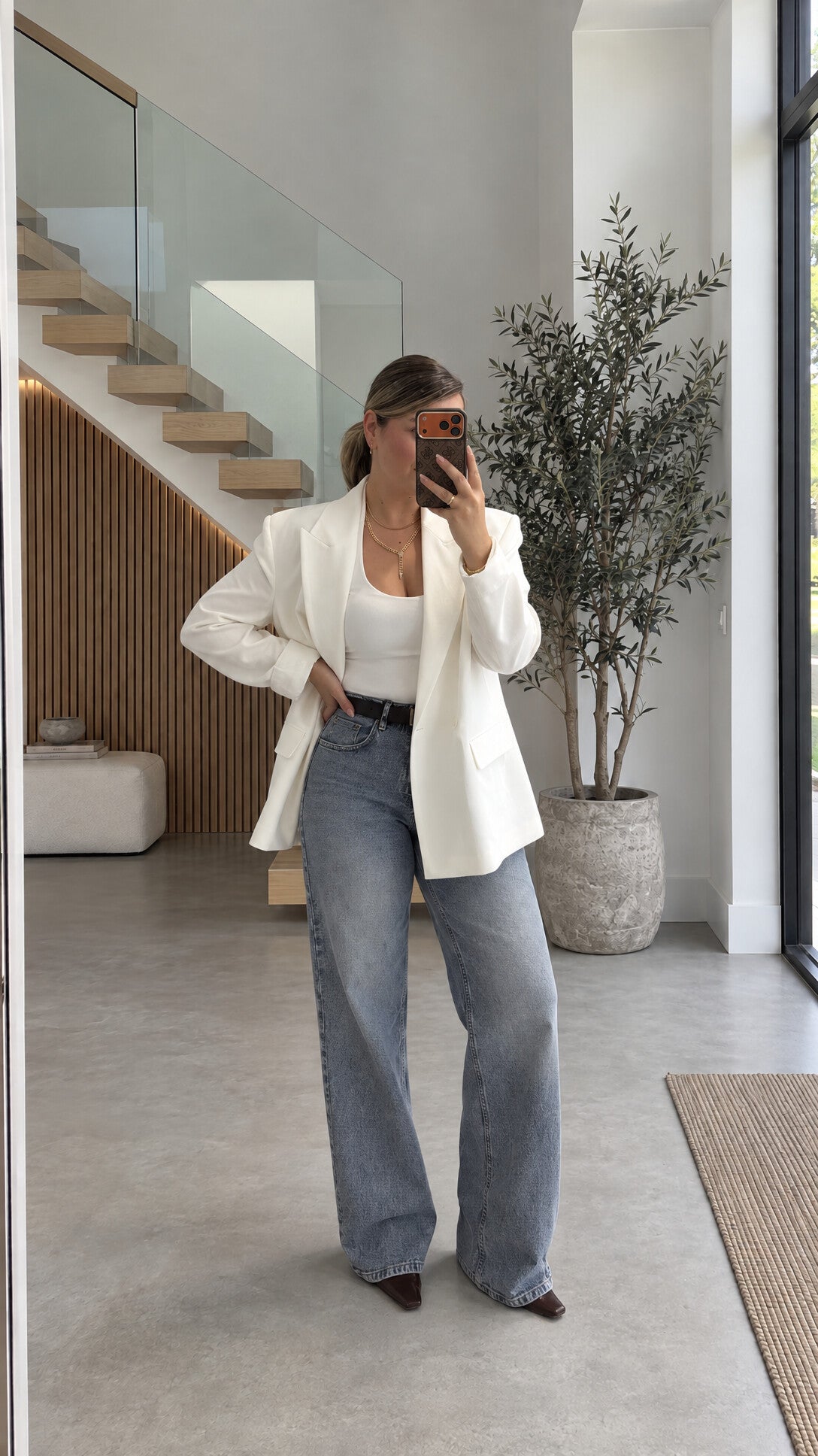 Kruvaze Düğmeli Oversize Blazer Ceket Ekru — hikâye görseli 3 (el-belde)