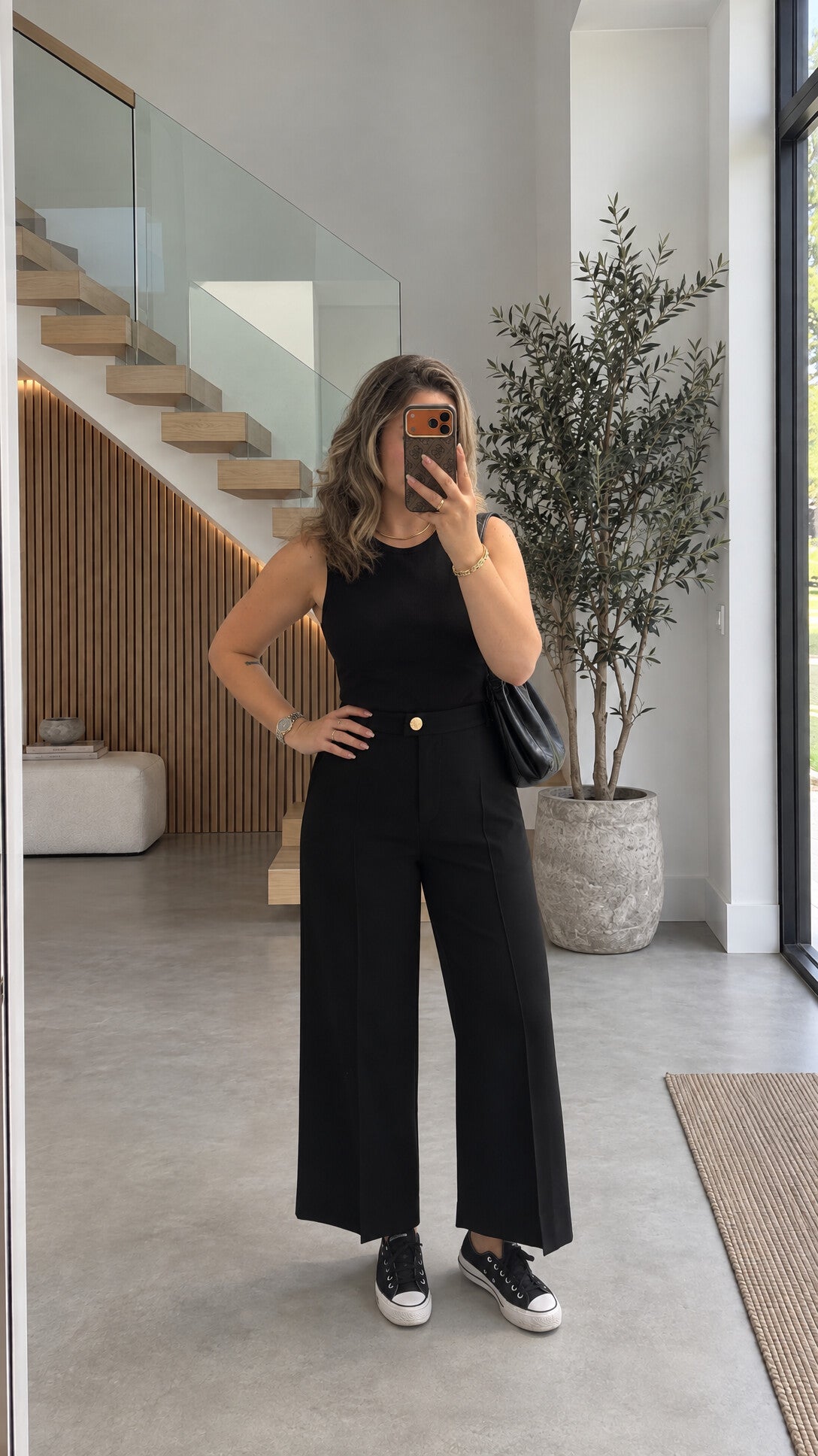 Gold Düğmeli Dikiş Detaylı Culotte Pantolon Siyah — hikâye görseli 1 (ana)